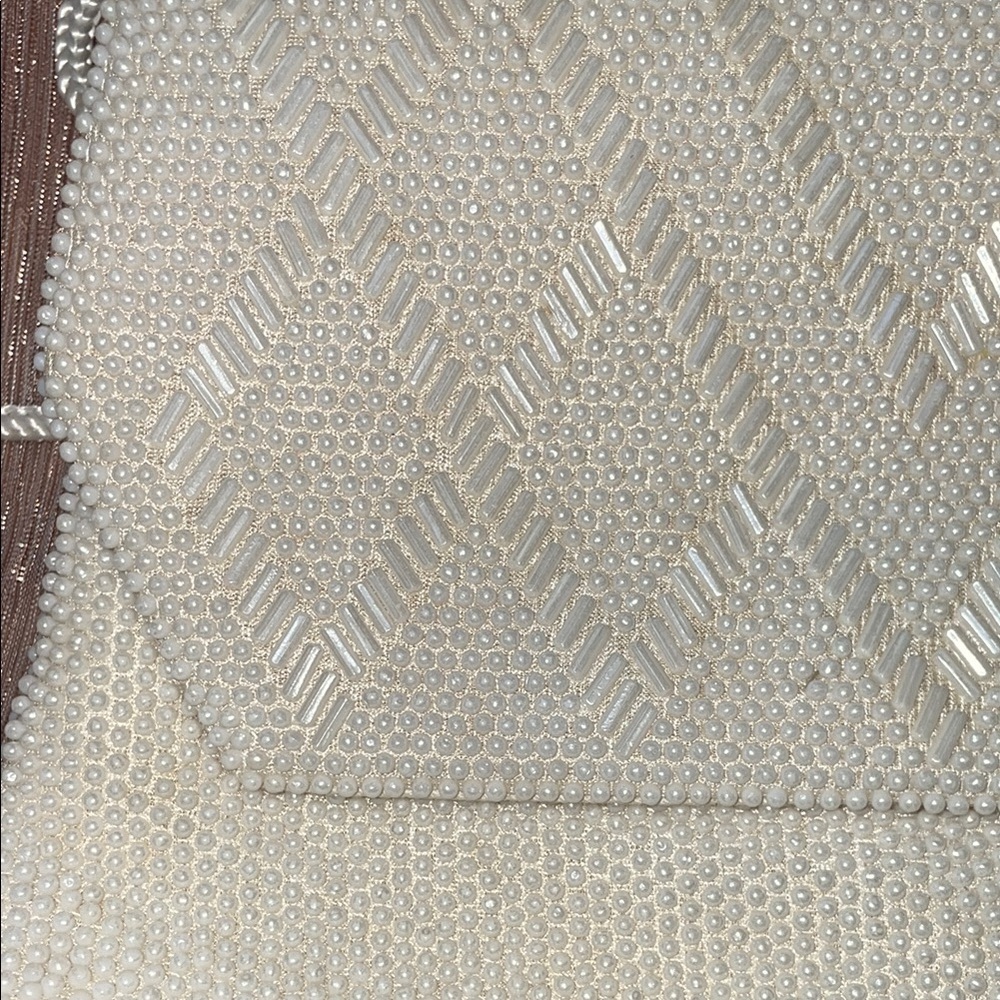 White Textured Clutch with Flap Closure - Picture 3 of 9